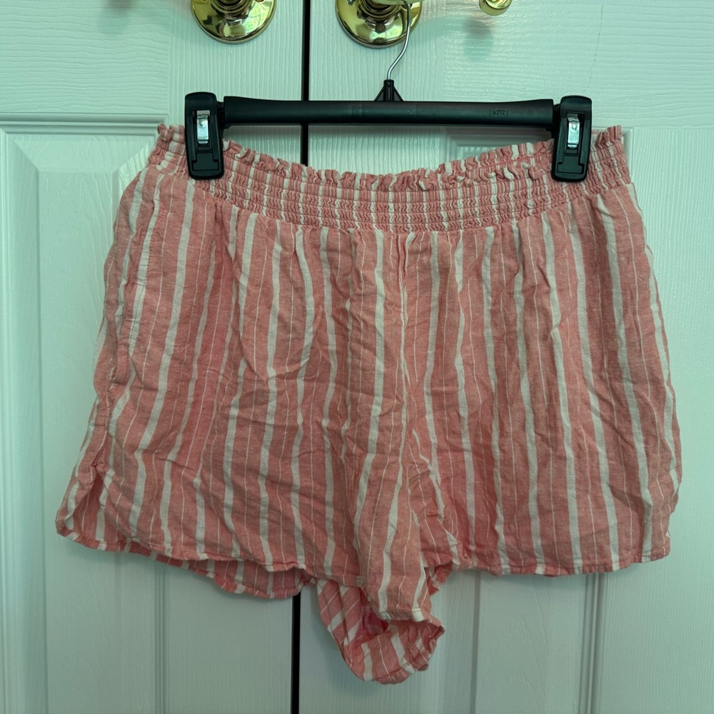 aerie Pink and White Striped Pull-On Shorts